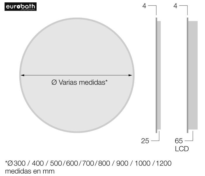 Espejo de baño con luz LED Eurobath, Caledonia Croquis 8