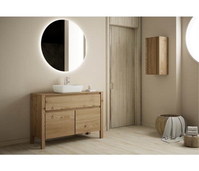 Mueble de baño con encimera de madera maciza Bruntec Laponia Principal 0