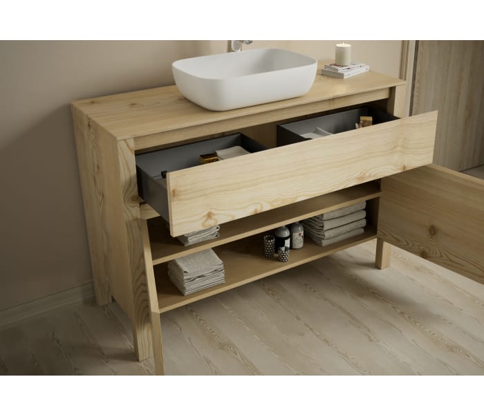 Mueble de baño con encimera de madera maciza Bruntec Laponia Detalle 4