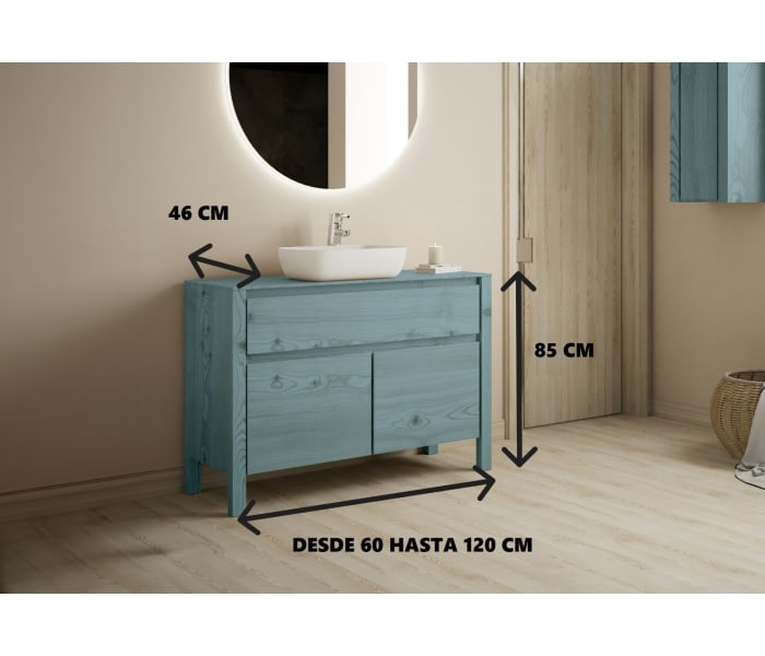 Mueble de baño con encimera de madera maciza Bruntec Laponia Croquis 5