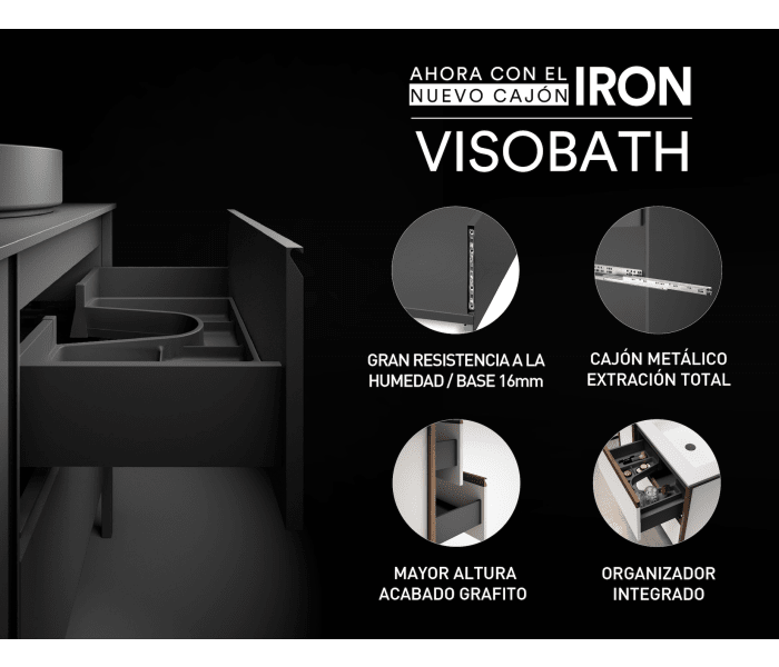 Mueble de baño con encimera hidrófuga Roble Costa Visobath Kyoto Detalle 11