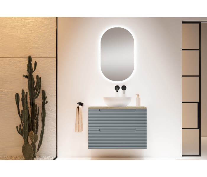 Mueble de baño con encimera hidrófuga Roble Costa Viso Kyoto Principal 1