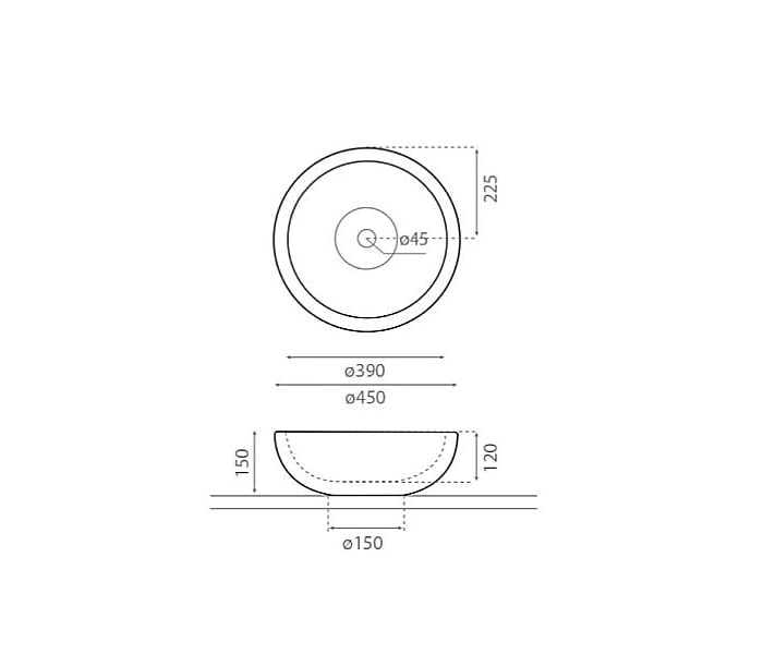 Lavabo sobre encimera Bathco Puket Croquis 4