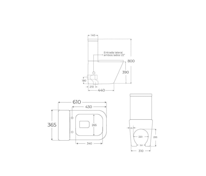 Inodoro compacto Fossil Natura Venecia Croquis 3