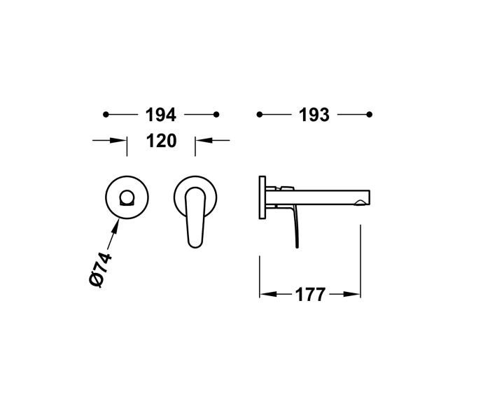 Grifo de lavabo empotrado Tres Flat Croquis 2