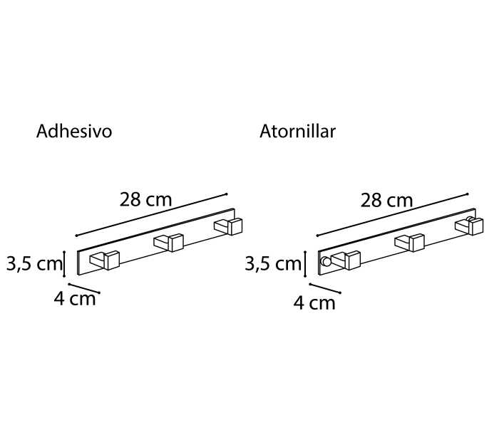 Percha de baño triple Mediterránea de Baño 609 Croquis 2