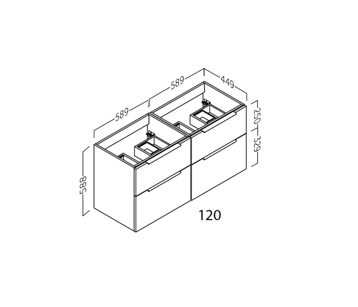 Mueble de baño con encimera de madera Galsaky Coycama Croquis 7