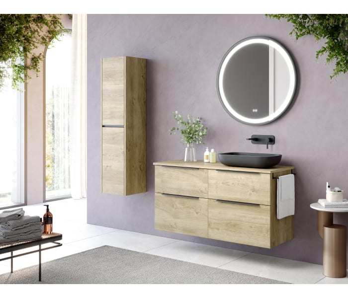 Mueble de Baño Al Suelo con Lavabo Cerámico Negro Galsaky