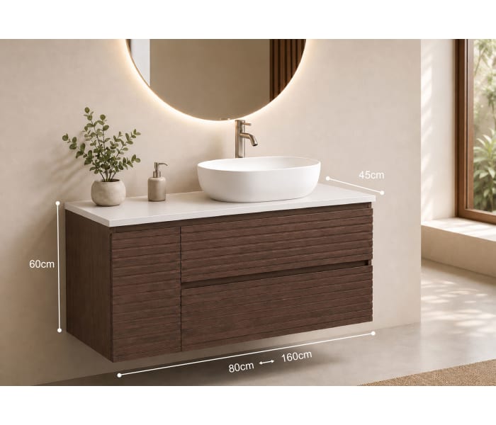 Mueble de baño Bruntec Alpes 21 encimera Solid Surface blanca Croquis 9