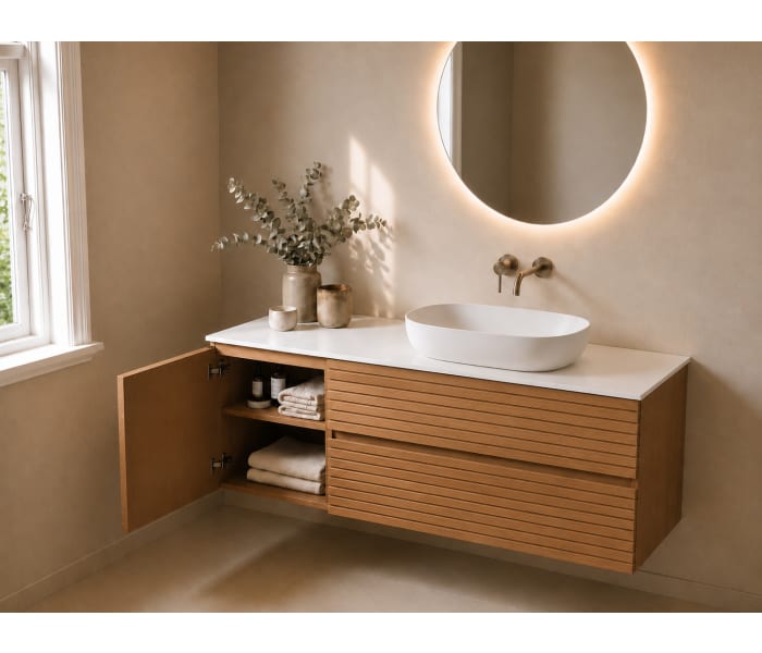 Mueble de baño Bruntec Alpes 21 encimera Solid Surface blanca Detalle 8