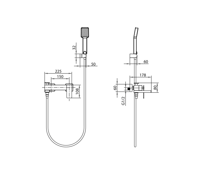 Grifo de bañera de Imex Pisa Croquis 16