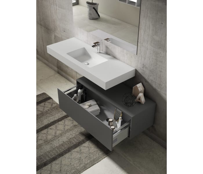 Conjunto mueble de baño Viso Bath con lavabo Solid y cajonera Nomad Detalle 1