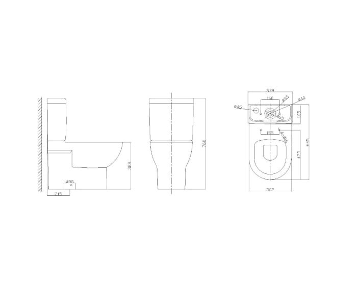 Inodoro compacto Bruntec Siena Croquis 5