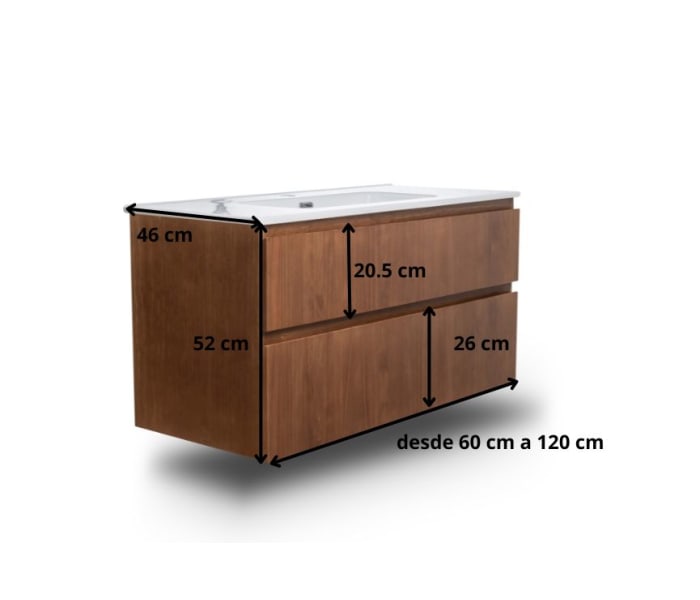 Conjunto de mueble de baño madera maciza Bruntec Alpes 17 Croquis 9