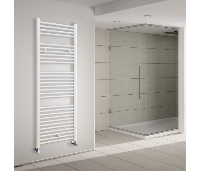 Radiador toallero de pared plano blanco para baño 604x1800mm conexión al  suelo