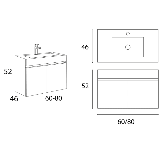 Conjunto mueble de baño Inve Río Croquis 2