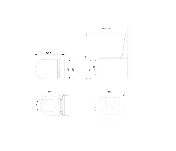 Inodoro japonés inteligente Nashi Ianna Croquis 7