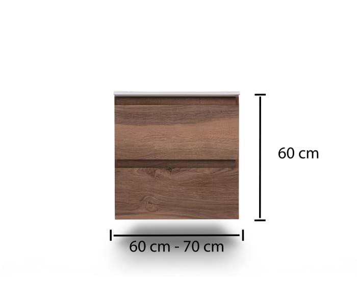 Conjunto de mueble de baño pequeño Bruntec Nivo 2 cajones suspendido Croquis 9