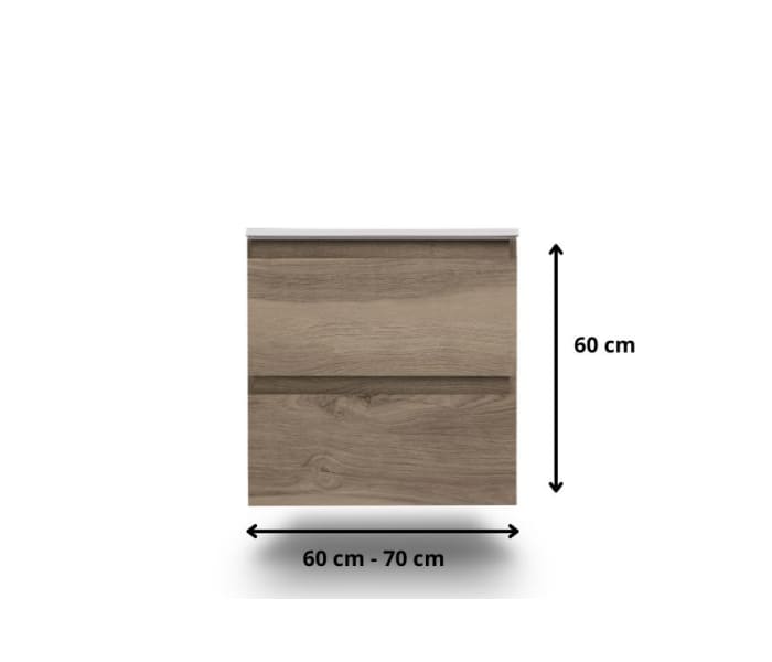 Conjunto de mueble de baño pequeño Bruntec Nivo 2 cajones suspendido Croquis 10