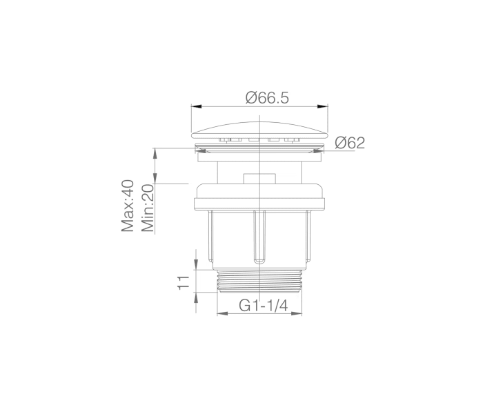 Válvula de lavabo Imex PVC click clack Croquis 5
