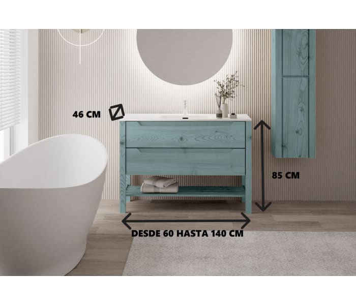Conjunto de mueble de baño de madera maciza Bruntec Laponia Croquis 6
