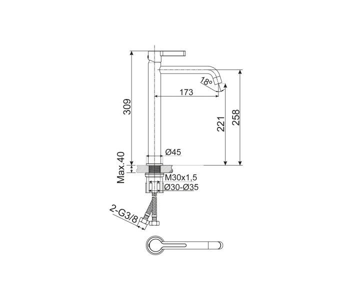 Grifo de lavabo de Lluvibath Bambú Croquis 5