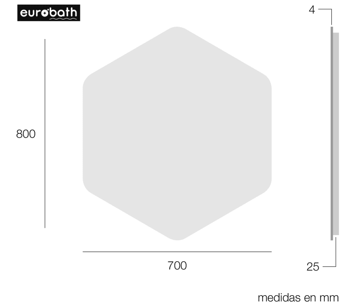 Espejo de baño con luz LED de Eurobath, Azores Croquis 4