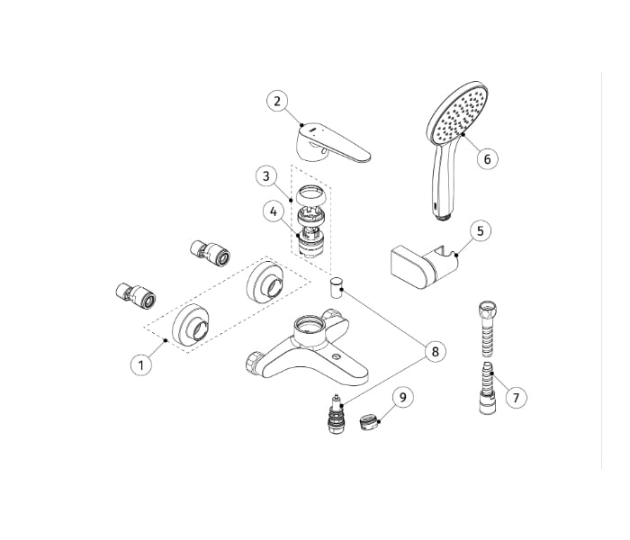 Grifo de bañera empotrado de Tres Flat Croquis 2