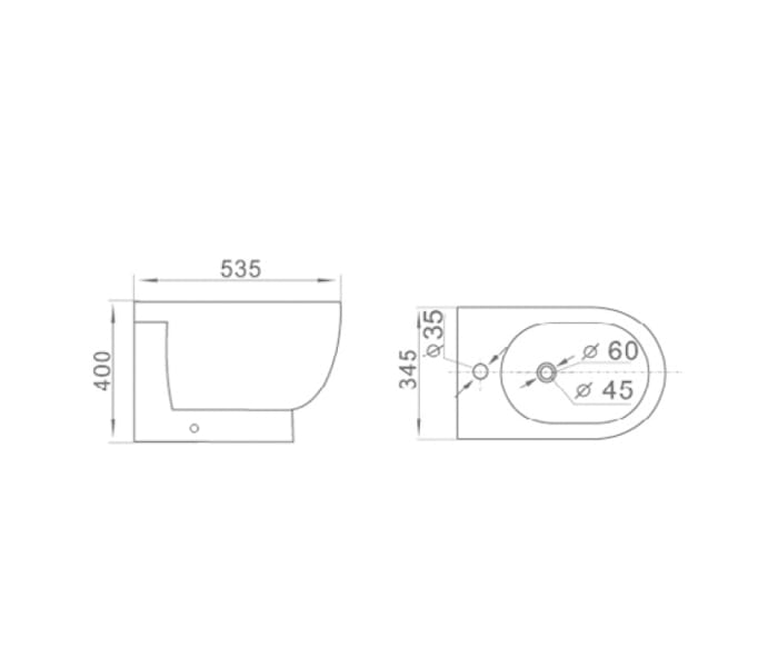 Pack inodoro + cisterna + bidé Bruntec Siena Croquis 7