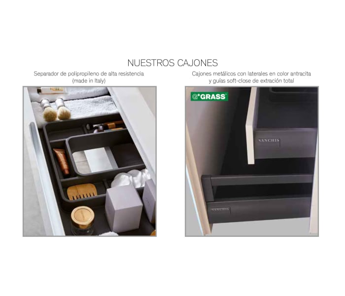 Conjunto mueble de baño frente cristal a rayas Sanchís Koba opción 4
