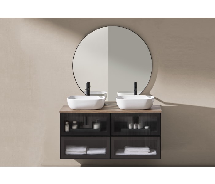 Conjunto mueble de baño frente cristal a rayas Sanchís Koba Principal 0