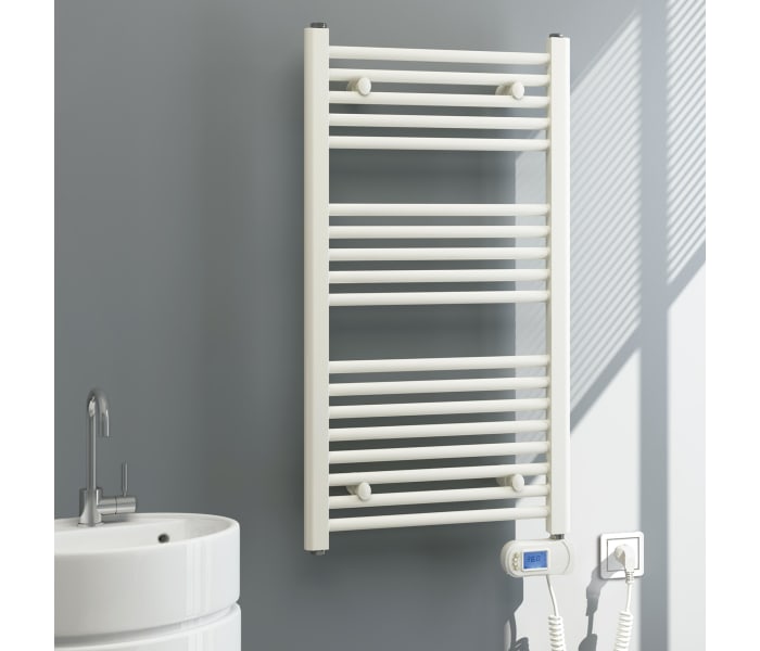 Radiador Toallero blanco de baño eléctrico Tesla de Oxen 92x48cm