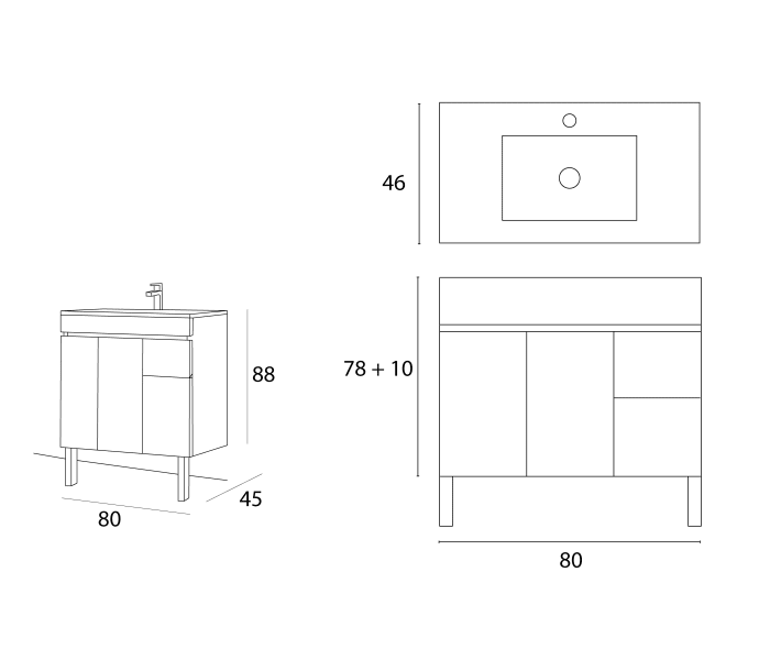 Conjunto mueble de baño Inve Río Croquis 5