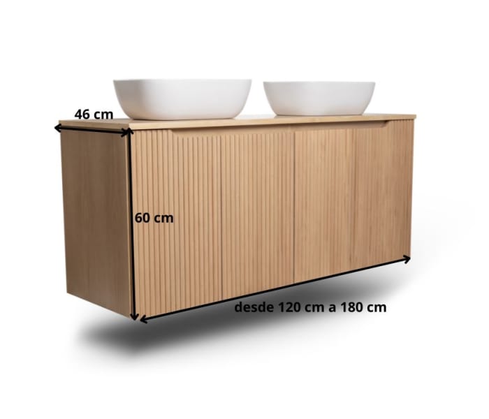 Mueble de baño con encimera de madera maciza Bruntec Alpes 15 Croquis 8