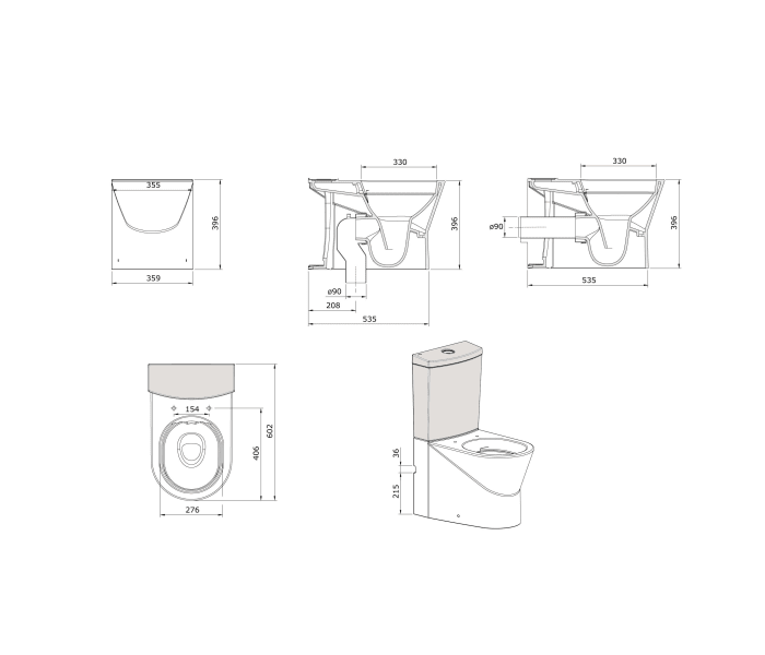 Pack inodoro + bide Unisan Sanindusa Urb.y Croquis 8