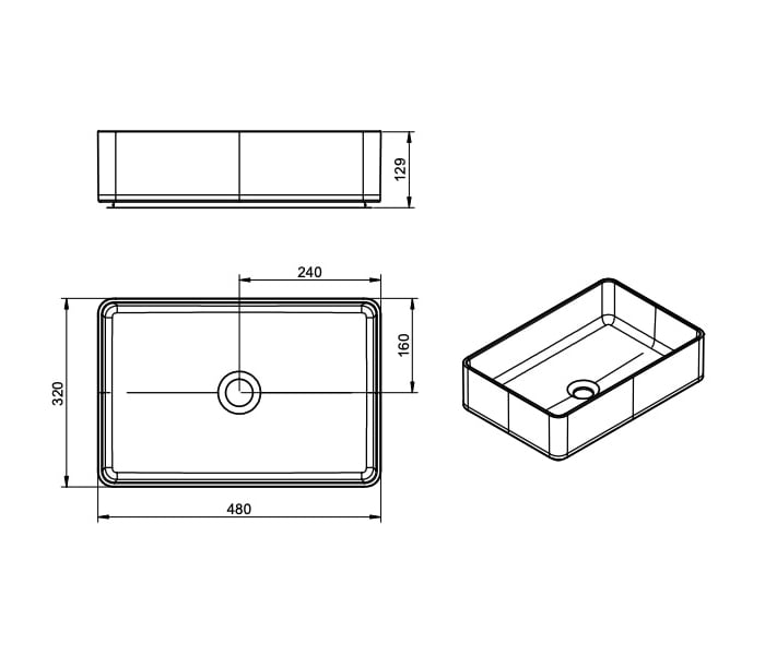 Lavabo sobre encimera Viso Quadro Croquis 2