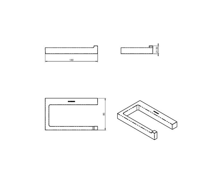 Portarrollos adhesivo para baño fabricado en metal de acabado negro mate  Stick Cosmic