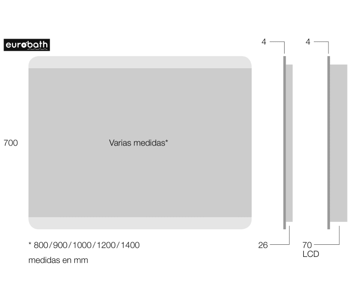 Espejo de baño con luz LED Eurobath, Bora Croquis 4