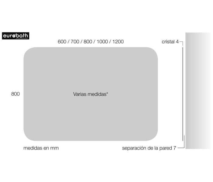 Espejo de baño Eurobath, Palaos Croquis 2