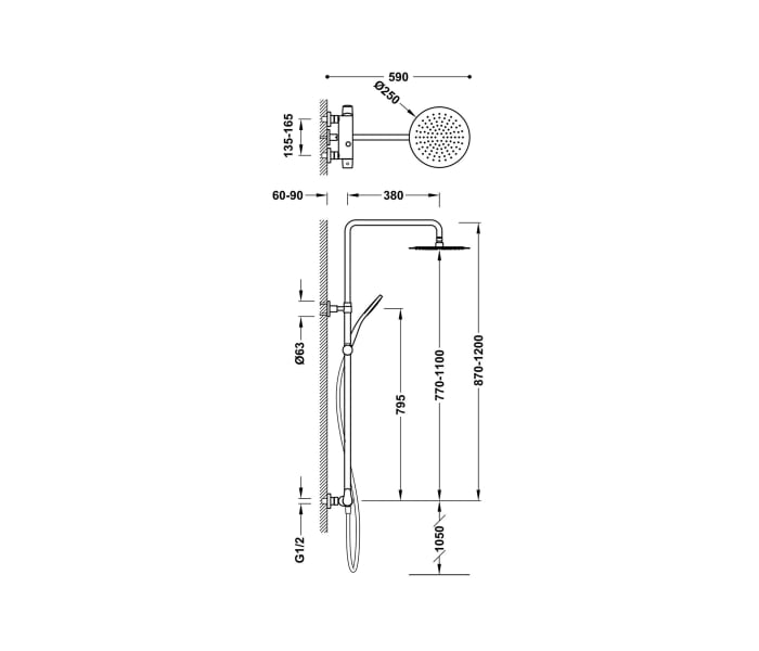 Columna de ducha Imex Flat Croquis 2
