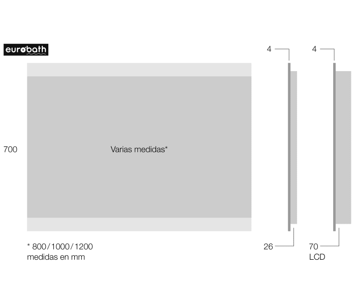 Espejo de baño con luz LED Eurobath Feroe Croquis 2