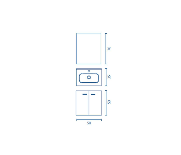 Conjunto completo mueble de baño fondo reducido 35 cm Amizuva Aneko Croquis 11