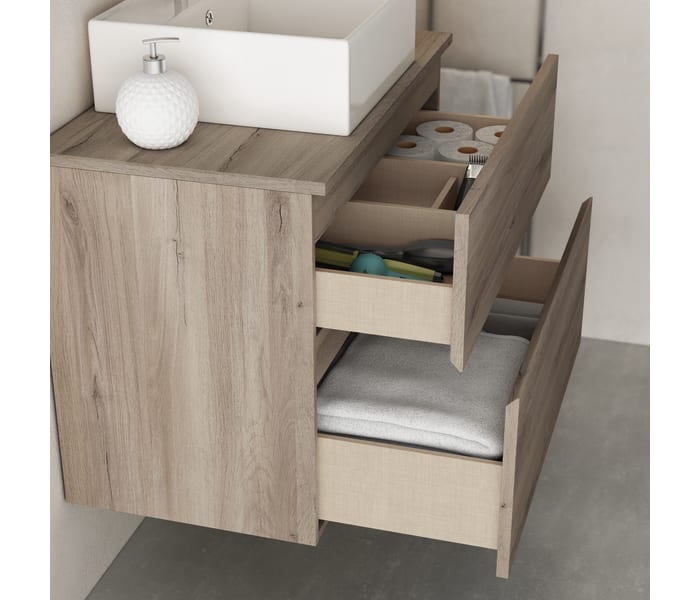 Mueble de baño con encimera de madera Bruntec Zeus Detalle 1