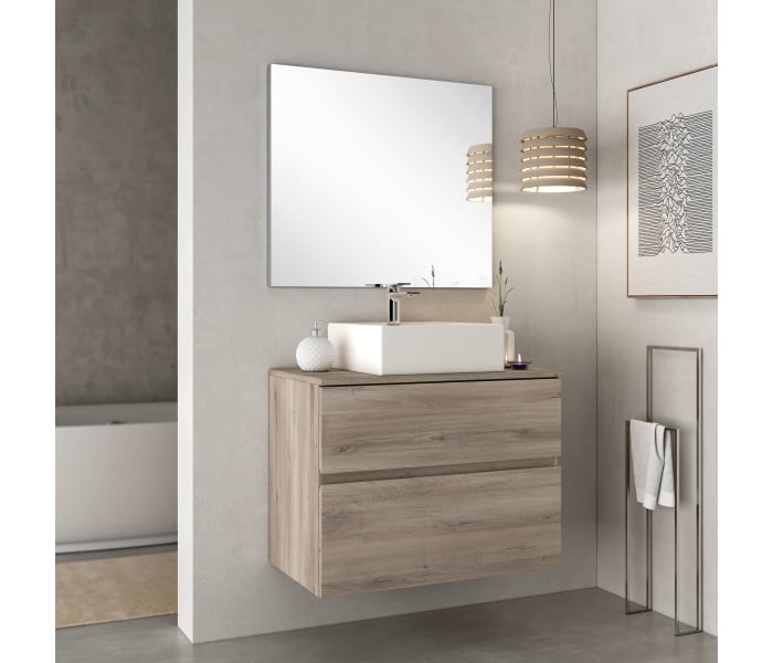 Mueble de baño Roma 140 cm 4 cajones con tapa de madera Bruntec