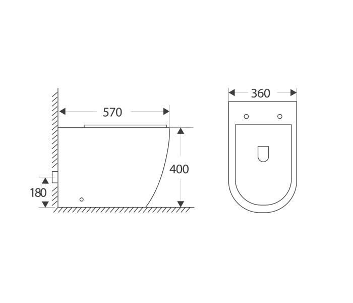 Pack inodoro + cisterna empotrada + pulsador Bruntec Roundy Croquis 8