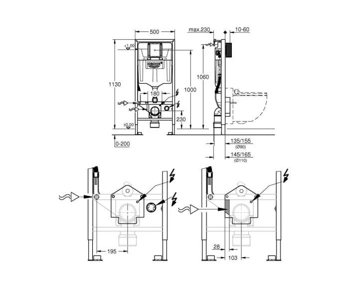 Inodoro inteligente Grohe Sensia Arena Croquis 18