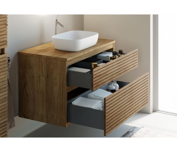 Mueble de baño con encimera de madera maciza Bruntec Alpes 1 Detalle 2