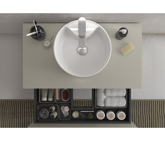 Conjunto mueble de baño Salgar Kira con lavabo sobre encimera Detalle 9