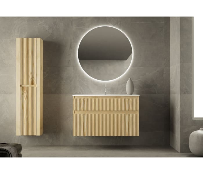 Conjunto de mueble de baño de madera maciza Bruntec Alpes Principal 1