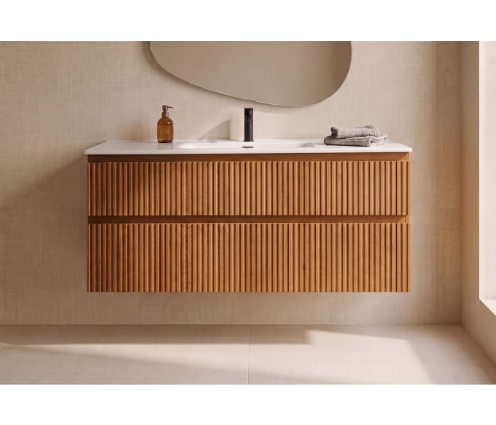 Conjunto de mueble de baño de madera maciza Bruntec Alpes Principal 1
